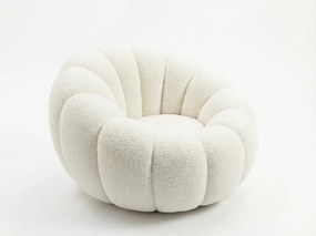 Fotoliu design BLOOM cu taburet, crem