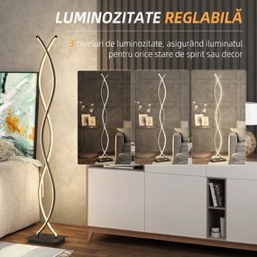 HOMCOM Lampă de Podea LED cu Spirală Dublă, Negru | Aosom Romania