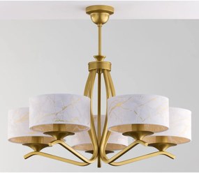 Jupiter 2110 - Lustră pe tijă KASZMIR 5xE27/15W/230V alb/auriu/decor marmură