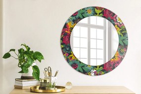 Oglinda rotunda rama cu imprimeu Flori pictate manual