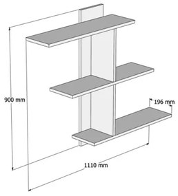 Etajeră de perete BAHRO 90x111 cm antracit/maro