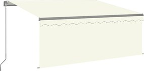 vidaXL Copertină retractabilă manual cu stor&LED, crem, 3x2,5 m