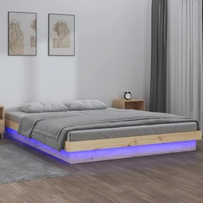820007 vidaXL Cadru de pat cu LED mic dublu, 120x190 cm, lemn masiv