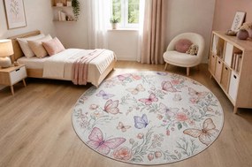 BAMBINO 61450 cerc covor lavabil Fluturi pentru copii anti-alunecare - cremă / roz