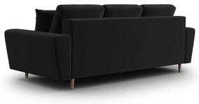 Canapea neagră extensibilă, cu spațiu de depozitare cu tapițerie din catifea 235 cm Kyoto – Cosmopolitan Design