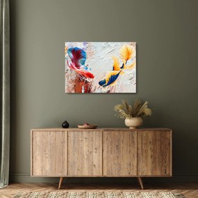Tablou pe sticlă - Pești războinci (70x50 cm)