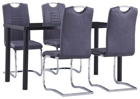 3053040 vidaXL Set mobilier de bucătărie, 5 piese, gri, velur ecologic