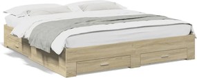 vidaXL Cadru de pat cu sertare stejar sonoma 180x200 cm lemn prelucrat
