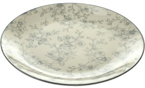 Set de 6 farfurii plate Flori delicate 26 cm,gri