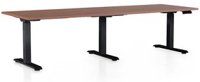 Masa inaltime reglabila OfficeTech Long, 240 x 80 cm, bază neagră, nuca