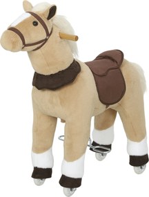 AIYAPLAY Cal de legănat animal de legănat pe roți cu șa și ham pentru copii 3-5 ani 72 x 32 x 80 cm maro | Aosom Romania