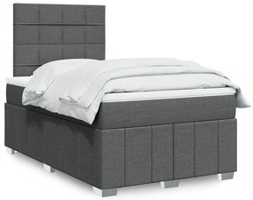vidaXL Pat box spring cu saltea, gri închis, 120x200 cm, textil