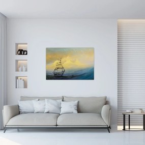 Tablou - Pictură barcă pe mare (90x60 cm)