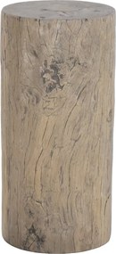 Măsuță laterală din lemn masiv reciclat, natur, din trunchi de copac, cilindrică, 66 x 33 cm, „Mollégès”
