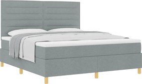 vidaXL Pat cu arcuri cu saltea Gri deschis 180 x 200 cm țesătură