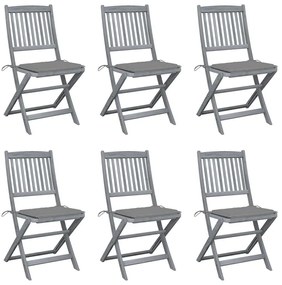 vidaXL Scaune pliante de exterior cu perne 6 buc. lemn masiv de acacia