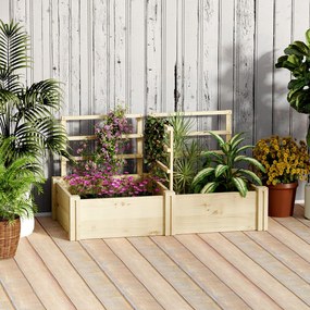 Outsunny Jardinieră Înălțată din Lemn cu 3 Suporturi pentru Plante, 119x62,5x64 cm, Natural | Aosom Romania