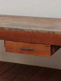 Consola din lemn reciclat, cu sertar si 2 rafturi, aspect vintage, Dara