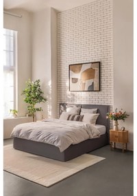 Pat matrimonial gri tapițat cu spațiu de depozitare cu somieră 180x200 cm Thessa Bold – Bonami Selection
