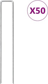 vidaXL Țăruși de pământ în formă de U 50 buc. 20x3,5cm oțel galvanizat