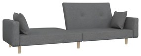 Canapea extensibila 2 locuri, cu taburet, gri deschis, textil Gri deschis, Cu suport de picioare