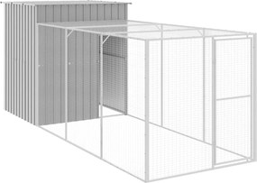 vidaXL Coteț pui cu incintă gri deschis 165x455x181 cm oțel galvanizat