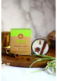 Lumânare aromată organică Lemongrass &amp; Spice200 g în sticlă cu folie aurie