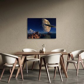 Tablou pe sticlă - Vizita extraterestrului (70x50 cm)