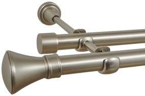 Galerie dubla fara inele PRINCE 19 mm dubla crom mat (Alege marime: 160 cm)