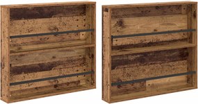 vidaXL Raft pentru reviste cu raft 2 pcs Lemn vechi 80 x 12 x 70 cm