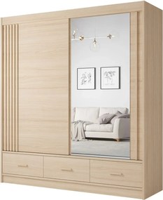 Dulap CANADA CA11-200, stejar riva, PAL, cu 2 usi si 3 sertare, 200x60