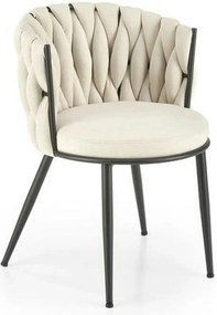 Scaun dining modern K516, bej/negru, stofa clasica/otel, 57x60x79 cm