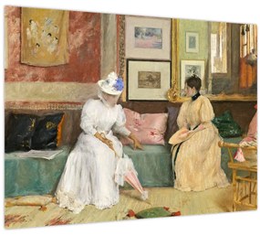 Tablou pe sticlă - William Merritt Chase, A Friendly Call, reproducere (70x50 cm)