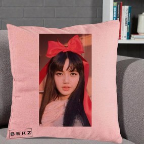 Perna Personalizata K-pop BLACKPINK Rose cu Funda Rosie, 40x40 cm, Roz, Husa Detasabila, Perna Inclusa, BEKZ®