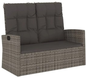 362186 vidaXL Bancă rabatabilă de grădină cu perne, gri, 118 cm, poliratan