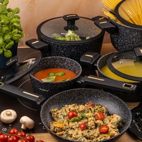 Set oale marmorate cu capace 12 peise Klausberg KB-7968, negru