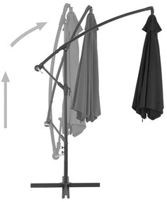 Umbrela suspendata cu stalp din aluminiu, negru, 300 cm Negru