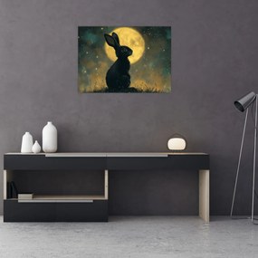 Tablou pe sticlă - Iepure cu lună (70x50 cm)