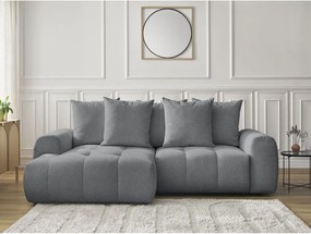 Colțar gri extensibil/cu spațiu de depozitare cu tapițerie din chenille (cu colț pe partea stângă/cu șezlong) Roxelane – Bobochic Paris