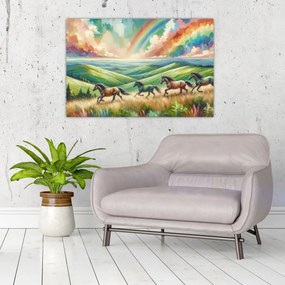 Tablou – Cai galopând prin peisaj (90x60 cm)
