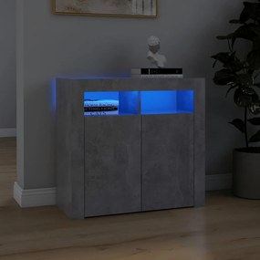 Servantă cu lumini led, gri beton, 80x35x75 cm