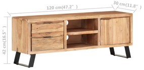 Comoda TV, 120x30x42 cm, lemn masiv acacia cu margini vii