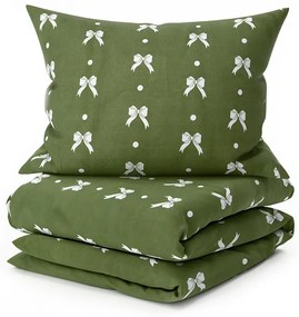 Lenjerie din microflanel WHITE BOW verde Dimensiune lenjerie de pat: 70 x 90 cm | 140 x 200 cm