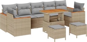 vidaXL Set de canapele pentru grădină 10 pcs Bej poliratan