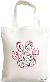 Sacosa de Panza pentru Cumparaturi, Geanta Tote, model Paw, 38x34.5 cm, Alba, BEKZ®