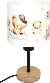 Brilagi - Lampă de masă BOBO WOOD 1xE27/25W/230V stejar/negru/alb/ursuleți