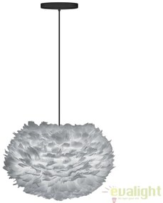 Abajur modern cu pene de gasca EOS gri deschis, 65cm