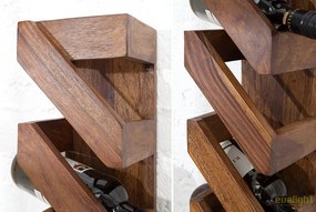 Set 2 rafturi de perete, suport pentru sticle de vin Makassar 70cm Sheesham A-38116 VC