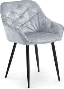 Scaun tapitat K418, gri/negru, stofa clasica/metal, 56x65x81 cm