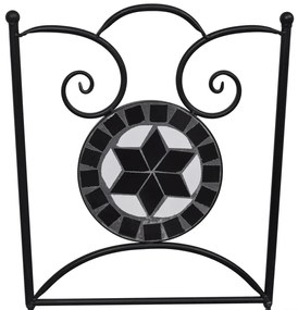 Set de bistro mozaic, 3 piese, negru  alb, placa ceramica Alb si negru, Patrat, 3